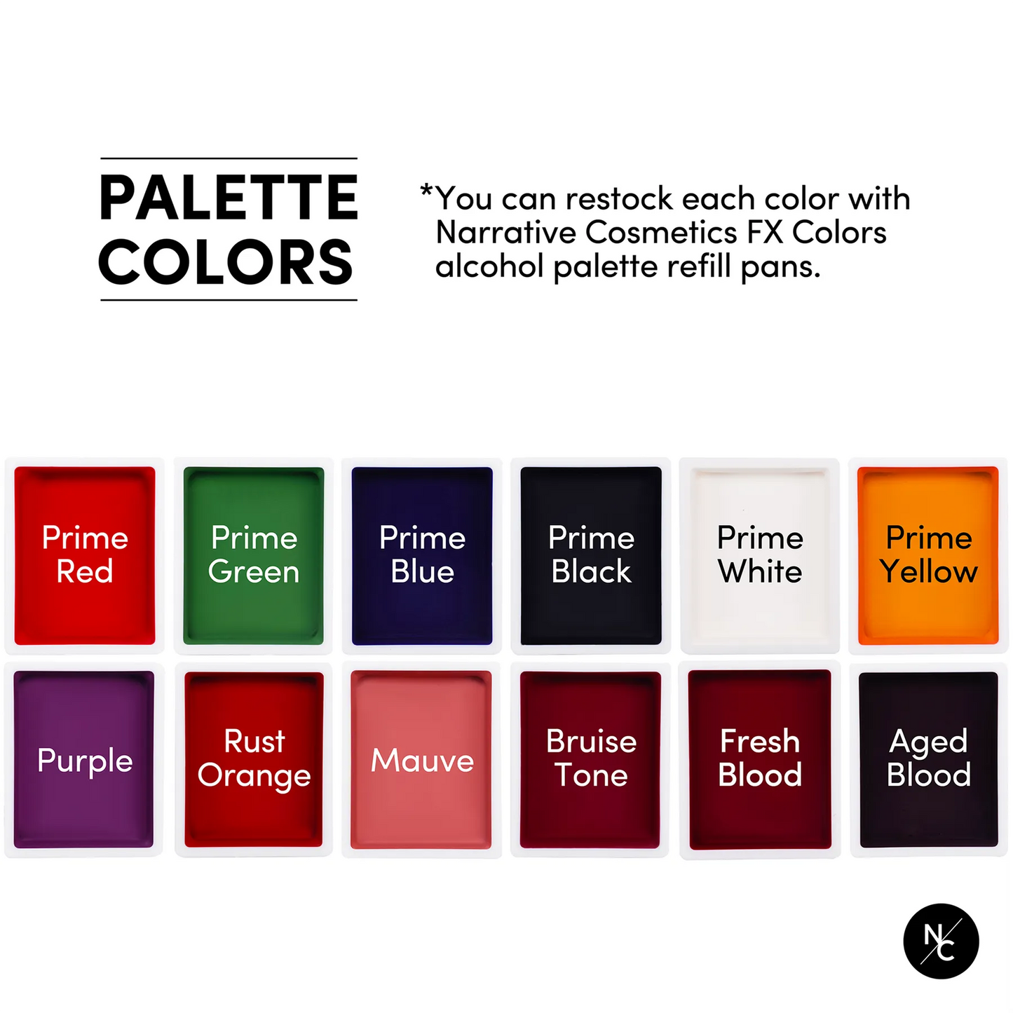 Palette de fards à alcool 12 couleurs - FX - 36 g Narrative Cosmetics