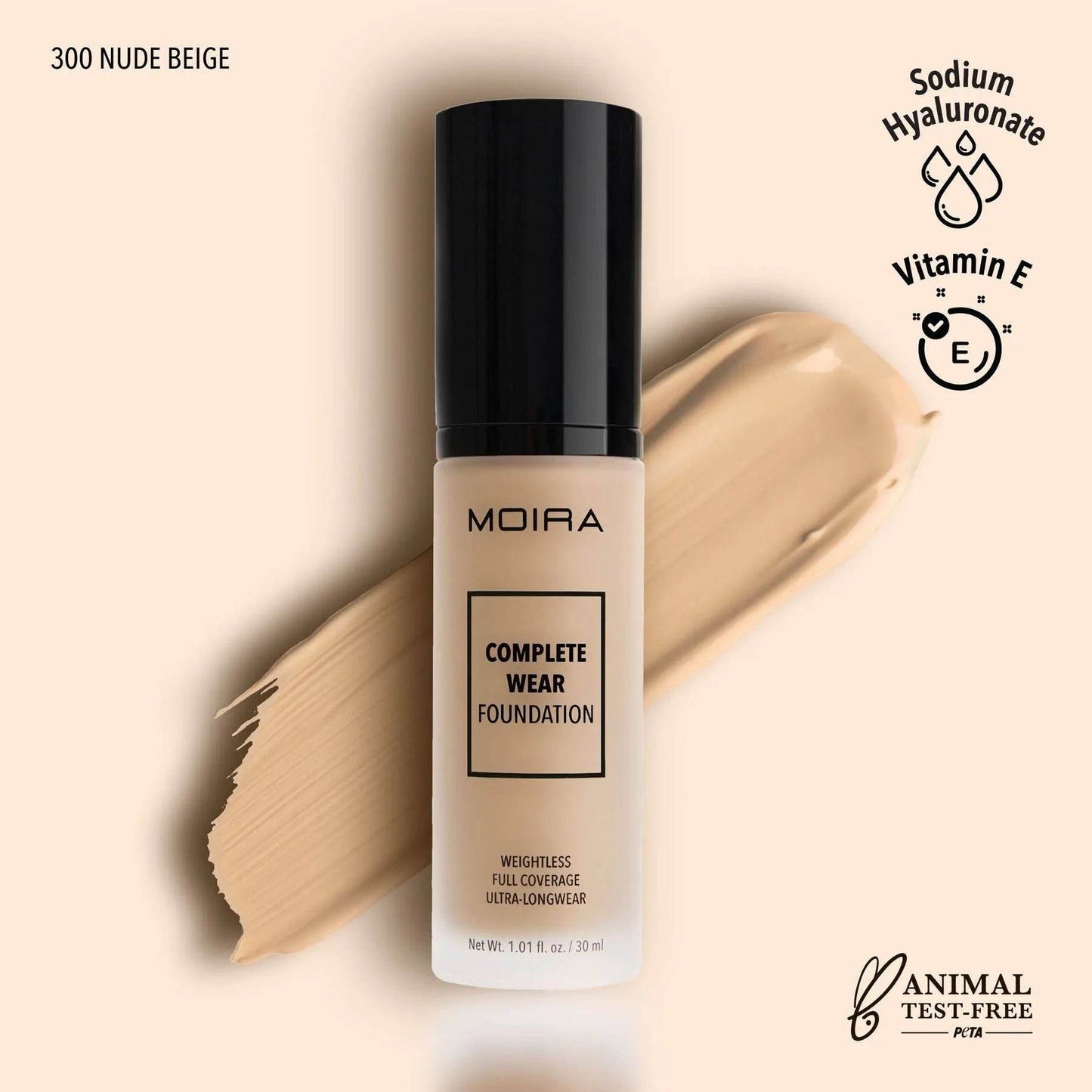 Fond de teint Complete Wear - 300 Nude Beige - 30 ml Moira Cosmetics