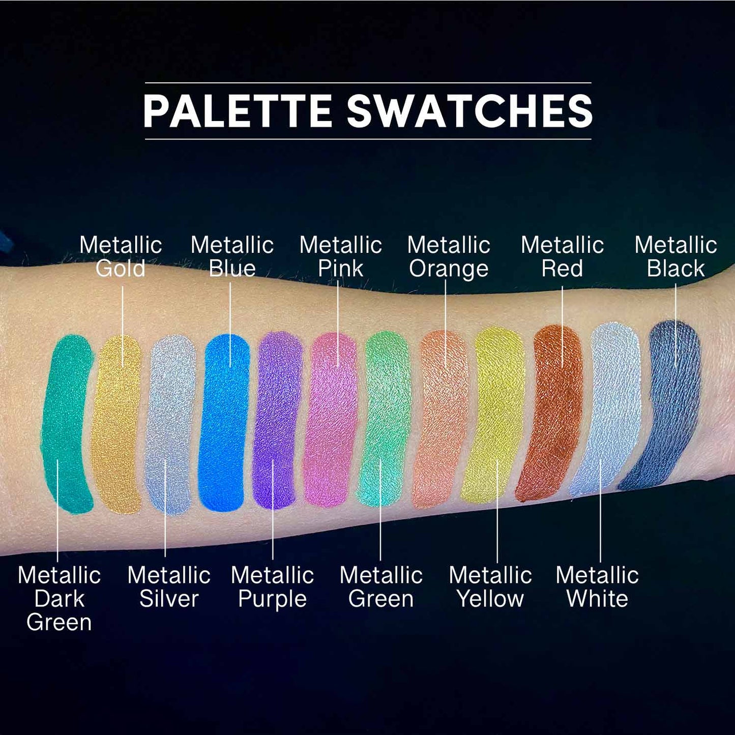 Palette métallique activée à l'eau de 12 couleurs Narrative Cosmetics