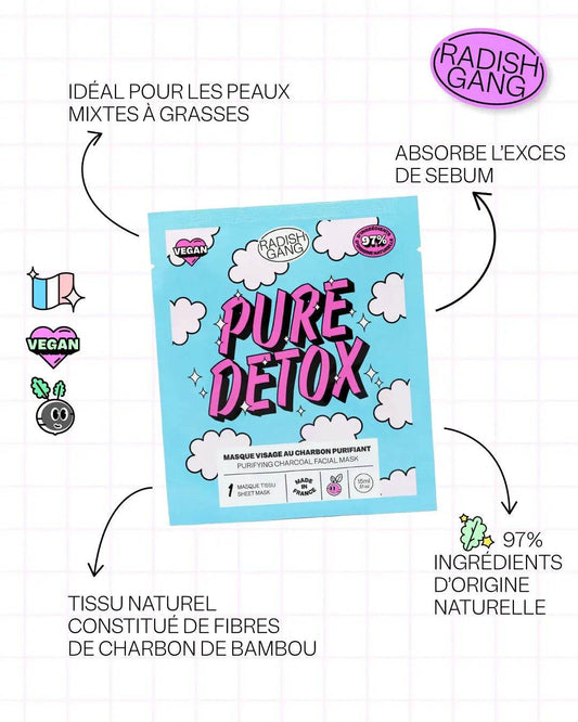 Masque tissu purifiant - Pure Detox - 15 ml Radish Gang