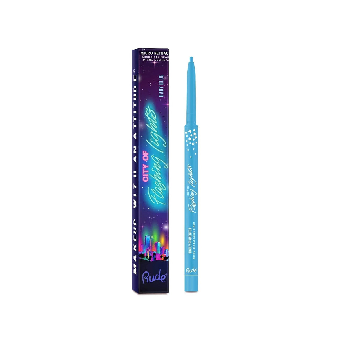 Crayon Eye liner micro rétractable City of Flashing Lights - Baby Blue - 0,1 g Rude Cosmetics