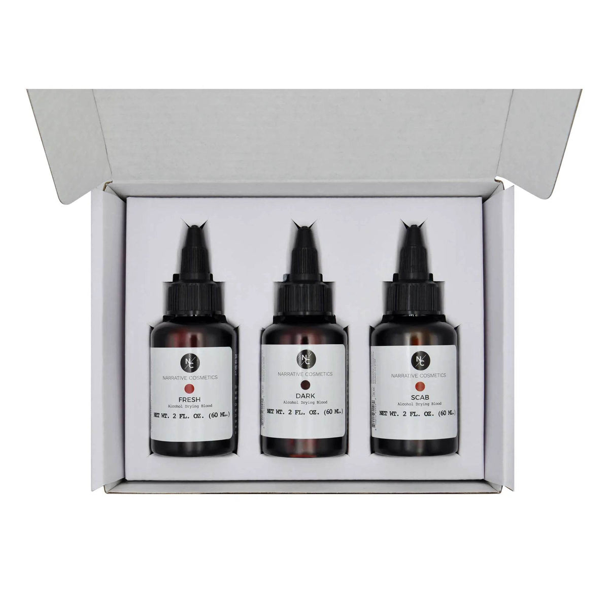 Kit faux sang liquide - Fresh/Dark/Scab - 60 ml x 3 Narrative Cosmetics