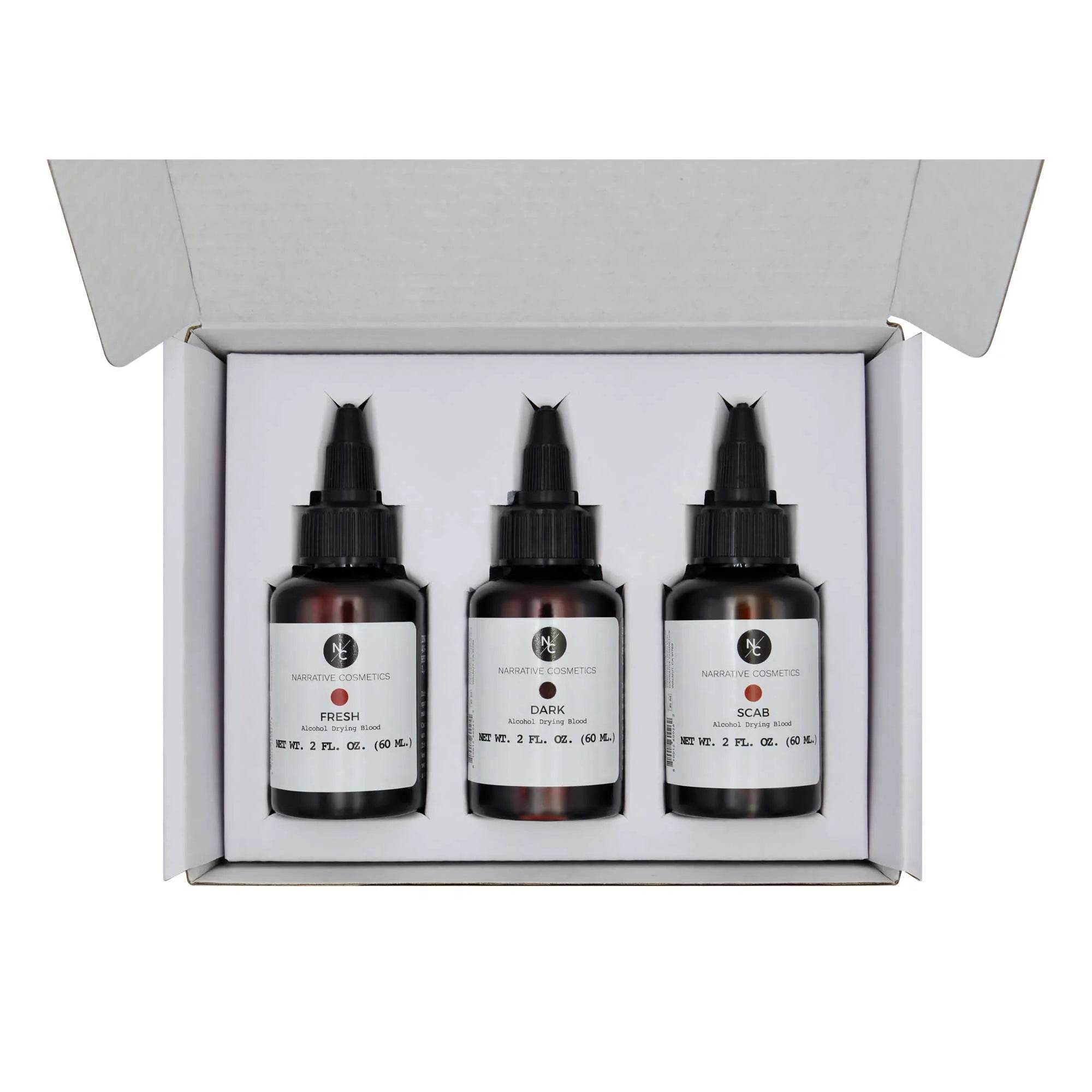 Kit faux sang liquide - Fresh/Dark/Scab - 60 ml x 3 Narrative Cosmetics