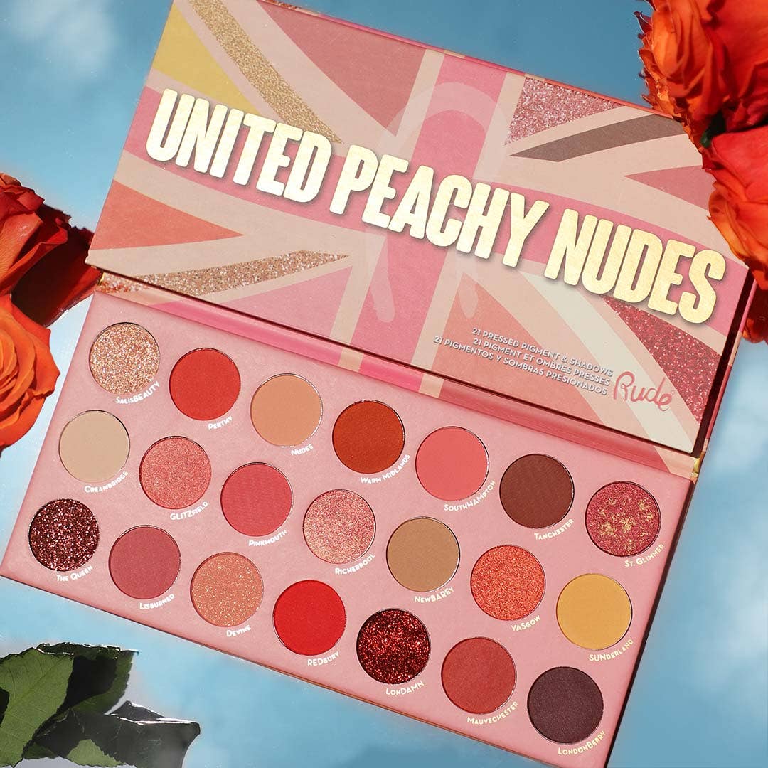 United Peachy Nudes - Palette de 21 pigments et ombres pressés Rude Cosmetics