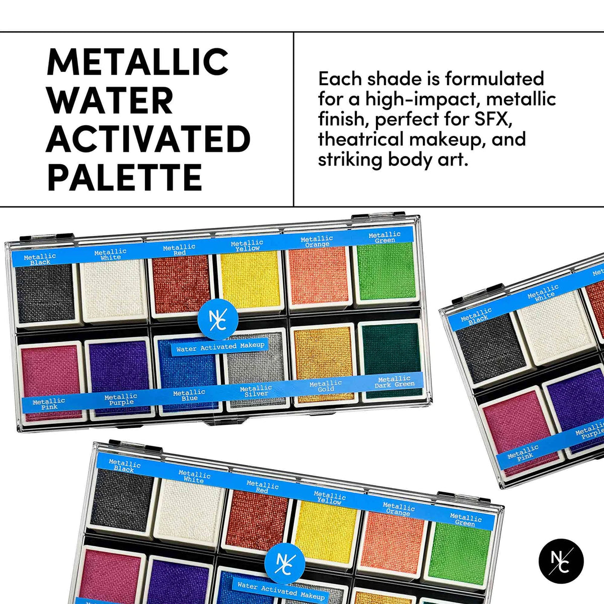 Palette de fards à eau 12 couleurs - Metallic