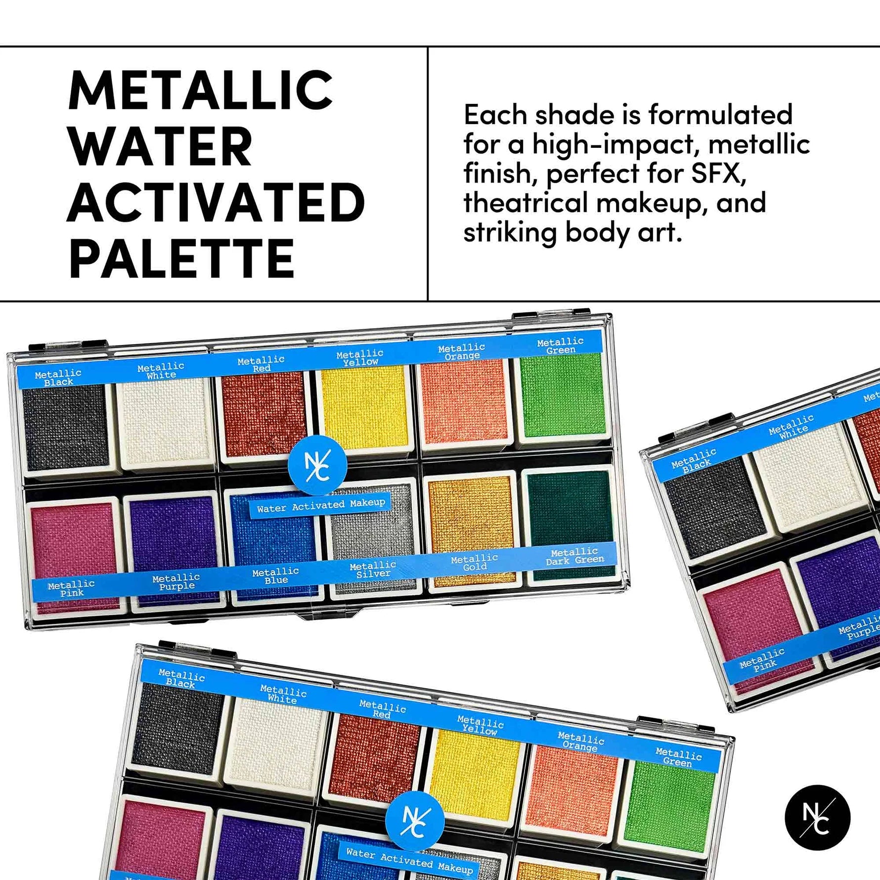 Palette de fards à eau 12 couleurs - Metallic