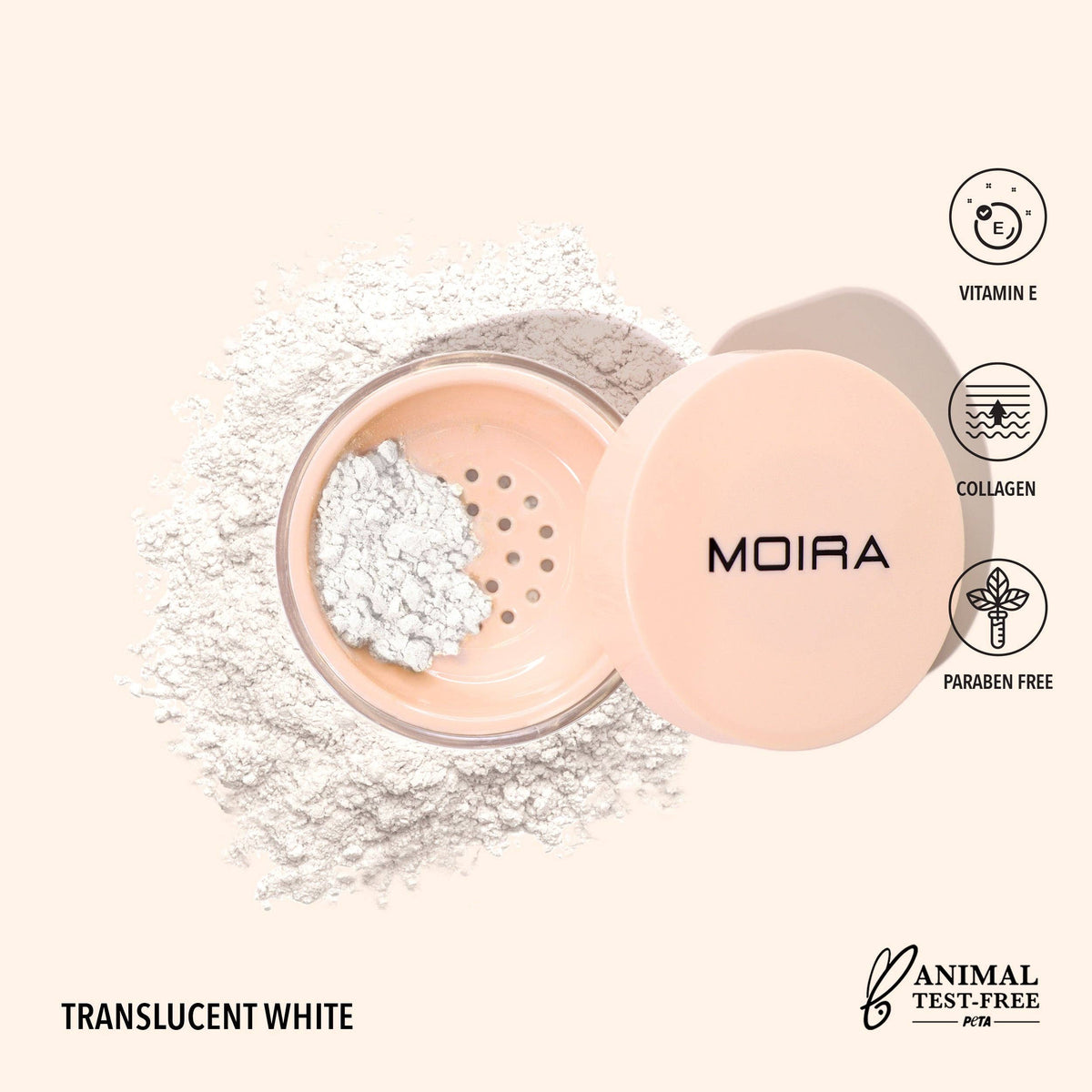 Poudre fixante en vrac, blanc translucide Moira Cosmetics
