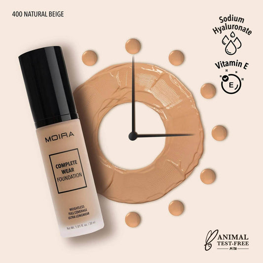 Fond de teint Complete Wear - 400 Natural Beige - 30 ml Moira Cosmetics