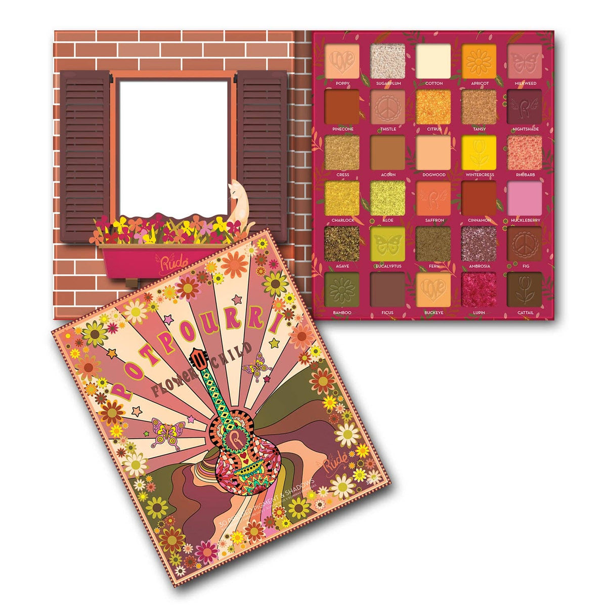 Palette de 30 pigments et ombres Flower Child - Potpourri Rude Cosmetics