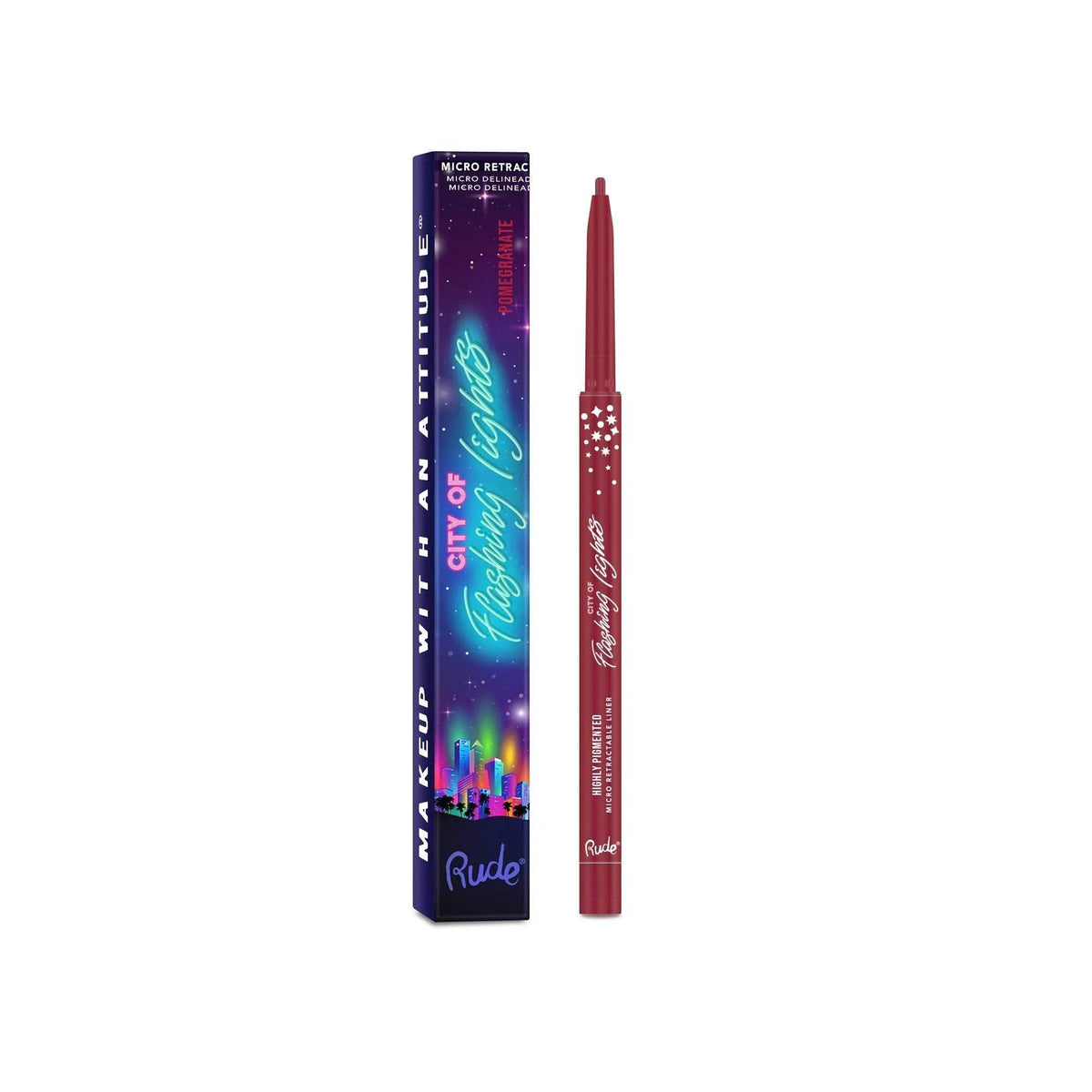 Crayon Eye liner micro rétractable City of Flashing Lights - Pomegranate - 0,1 g Rude Cosmetics