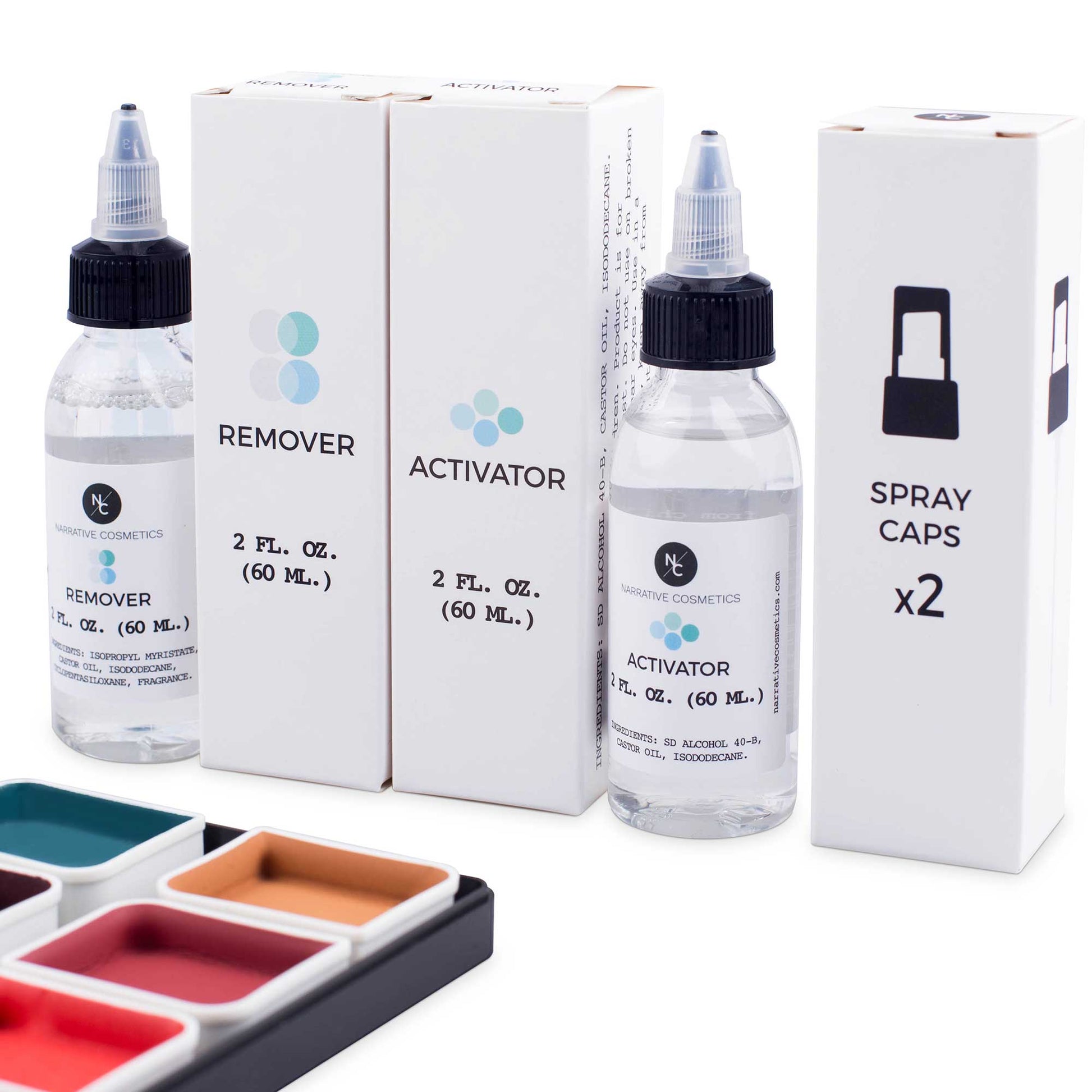 Palette activée à l'alcool pour le teint, 12 couleurs: Kit palette + activateur d'alcool + dissolvant Narrative Cosmetics