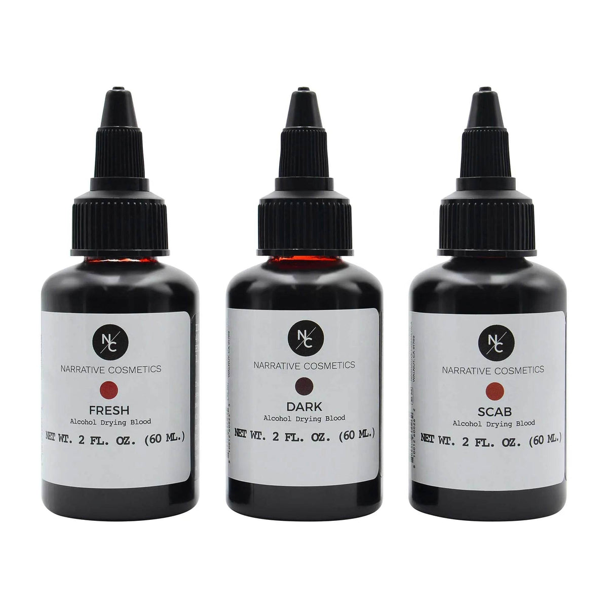 Kit faux sang liquide - Fresh/Dark/Scab - 60 ml x 3 Narrative Cosmetics