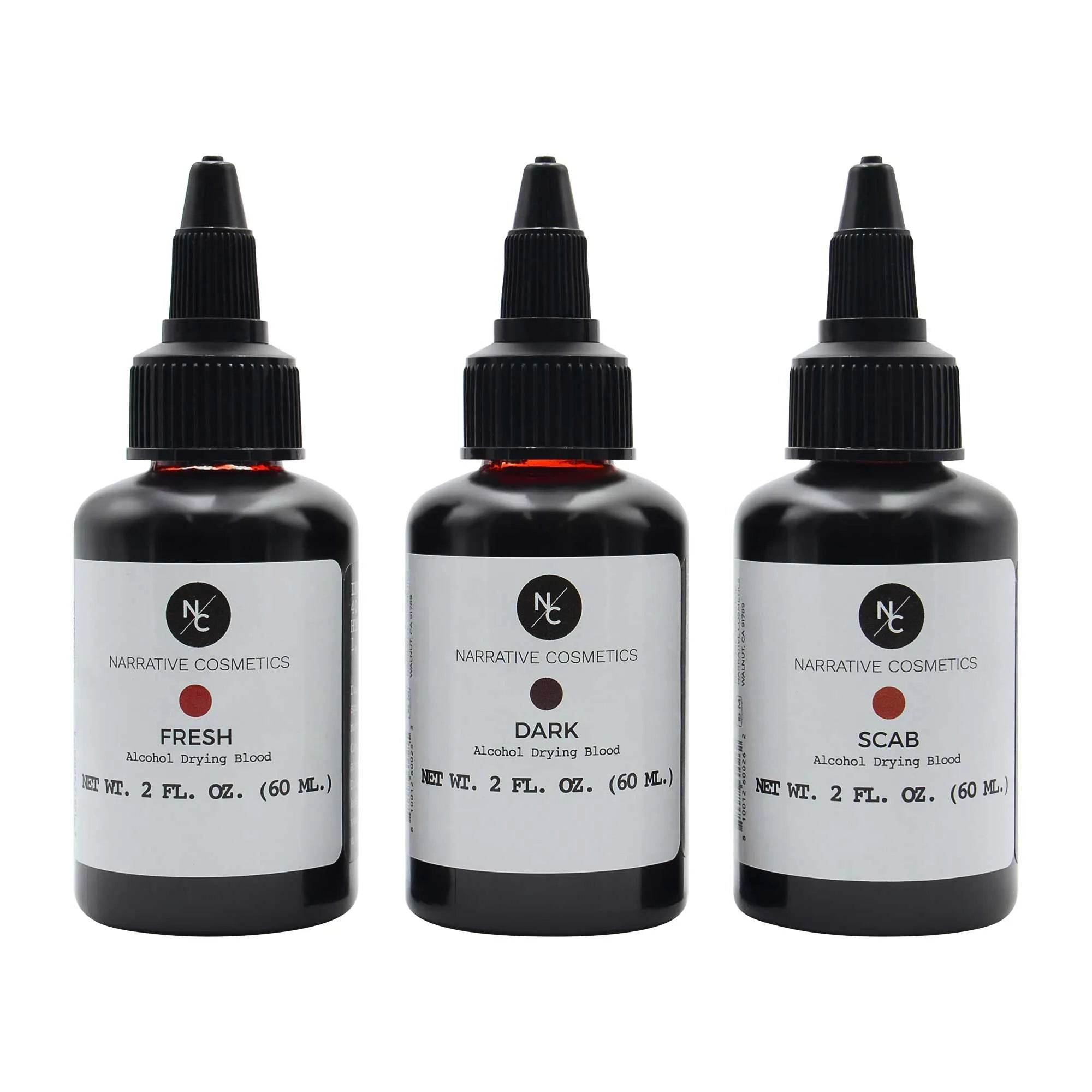 Kit faux sang liquide - Fresh/Dark/Scab - 60 ml x 3 Narrative Cosmetics