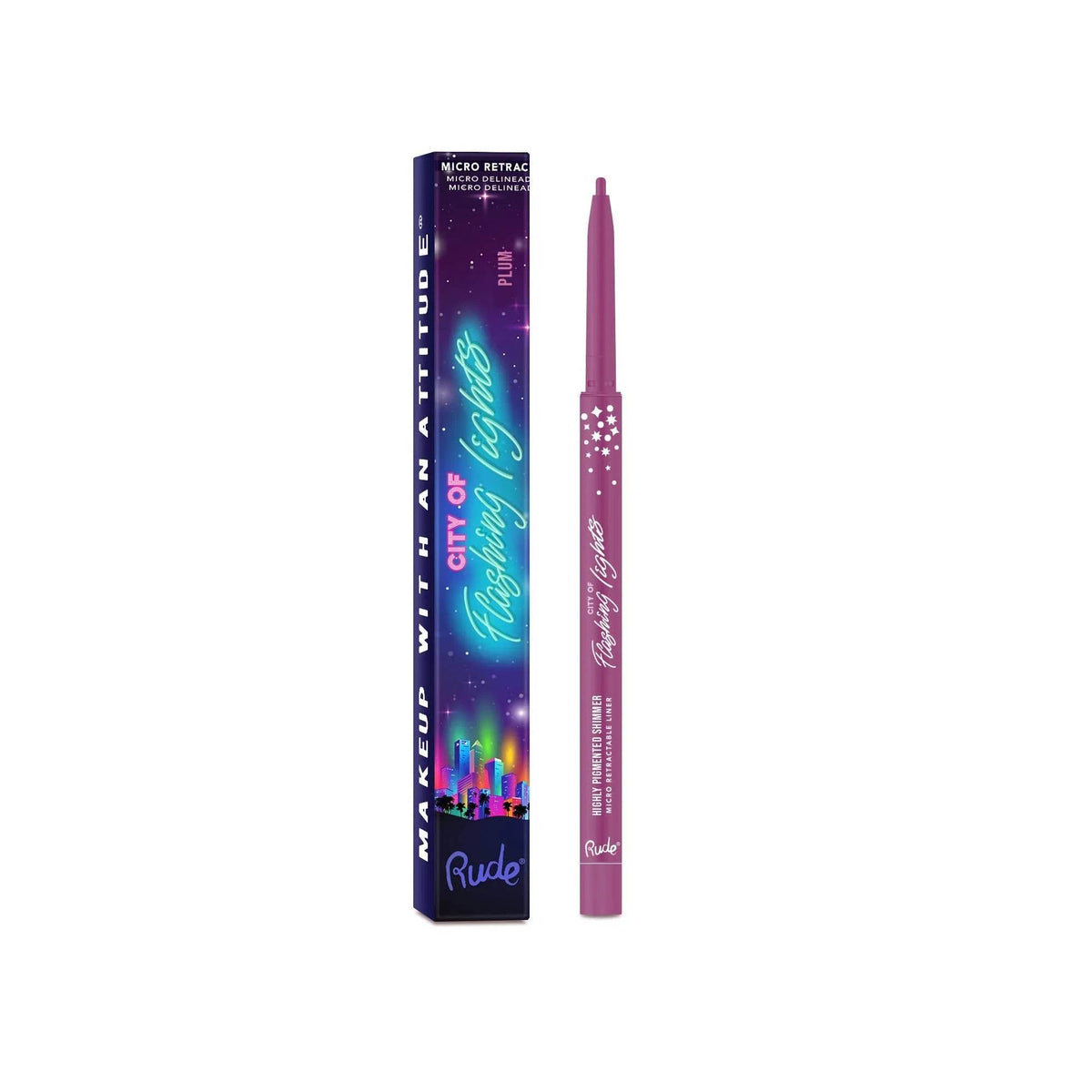 Crayon Eye liner micro rétractable City of Flashing Lights - Plum - 0,1 g Rude Cosmetics