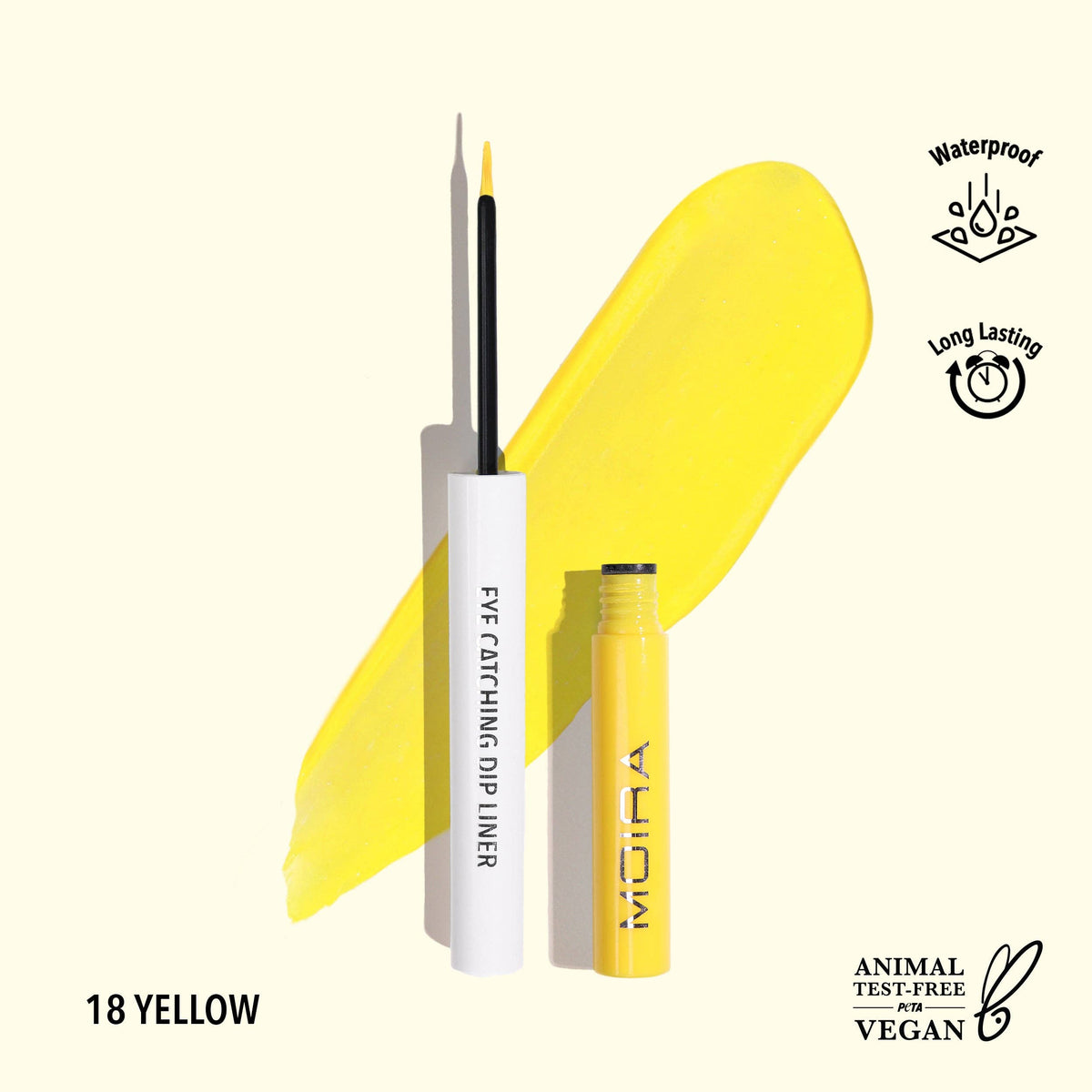 Crayon imperméable accrocheur 018, jaune Moira Cosmetics