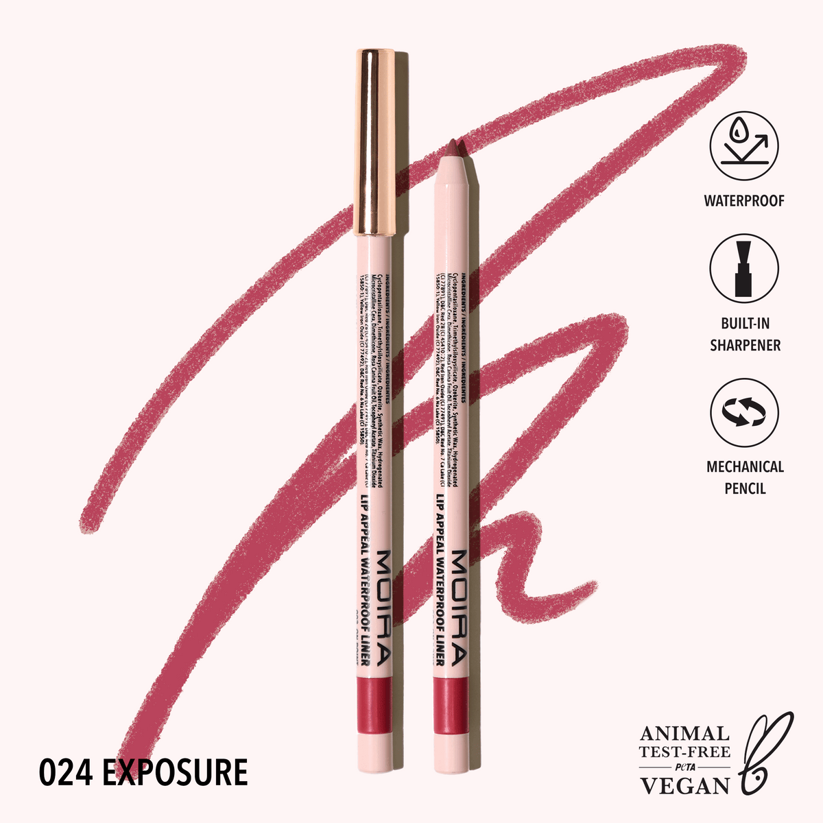 Doublure imperméable Lip Appeal 024, Exposure Moira Cosmetics