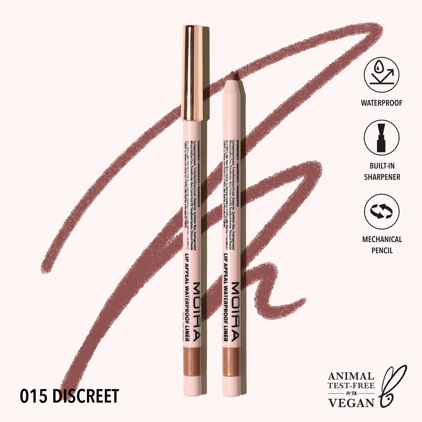 Doublure imperméable Lip Appeal 015, discrète Moira Cosmetics