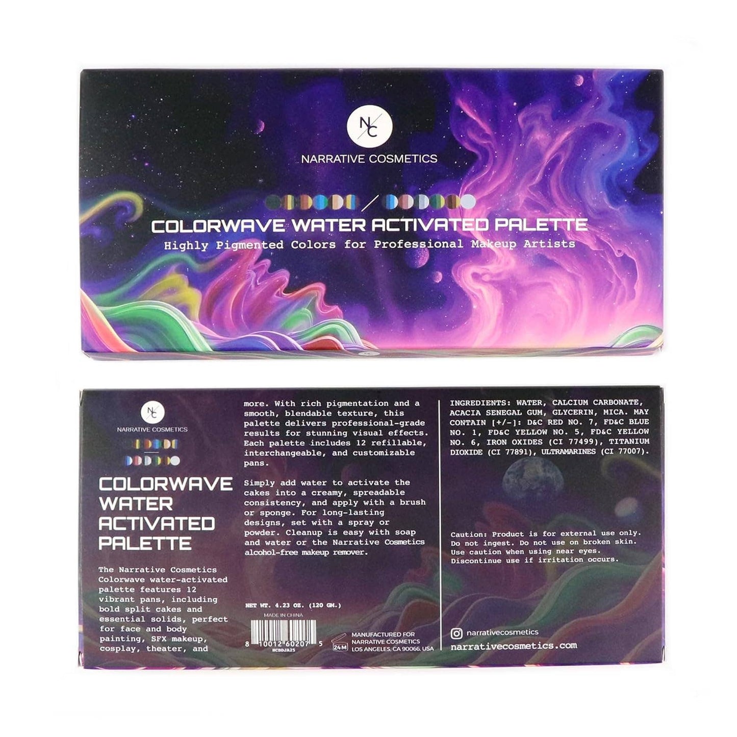 Palette de couleurs à activation par l'eau 12 couleurs Colorwave