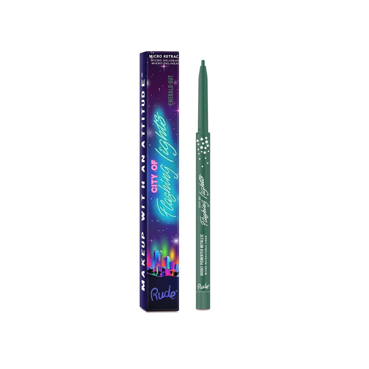 Crayon Eye liner micro rétractable City of Flashing Lights - Emerald Out - 0,1 g Rude Cosmetics