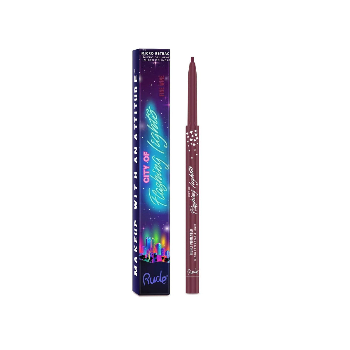 Crayon Eye liner micro rétractable City of Flashing Lights - Fine Wine - 0,1 g Rude Cosmetics